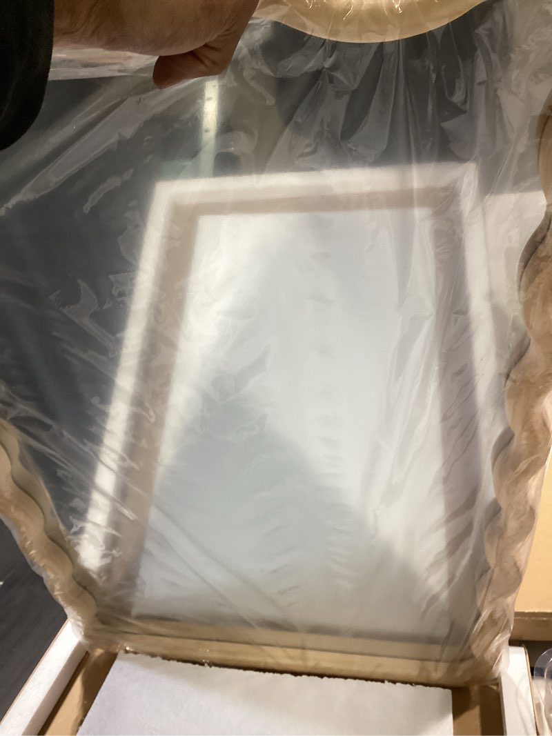 Condition photo showing Good Condition for bathroom mirror for wall, 20"x30" boho wavy wood mirror large full length decorative mirror with tempered glass, natural wooden frame vanity mirror for bedroom, living room, entryway natural a 30"l x 20"w