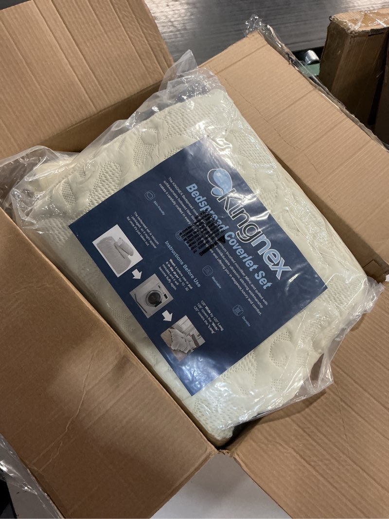 Condition photo showing Good Condition for HoneiLife Quilt Sets King Size - Microfiber Bedspreads for King Bed, 3-Piece Lightweight Coverlets, Retro Bedlinen Sets, King Quilt Bedding Set All Season Use-Beige King-106"x96" Beige