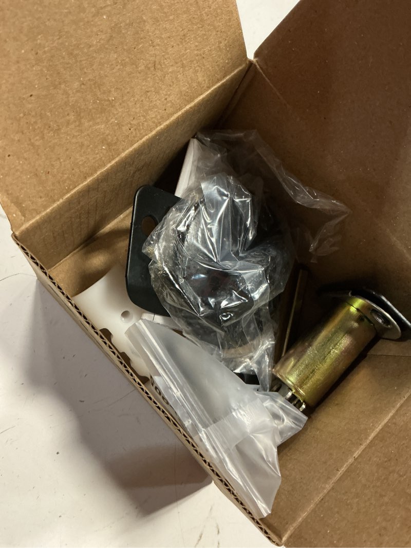 Condition photo showing New/Like New for 663 series matte black round single sided interior turn piece deadbolt(12 pack )
