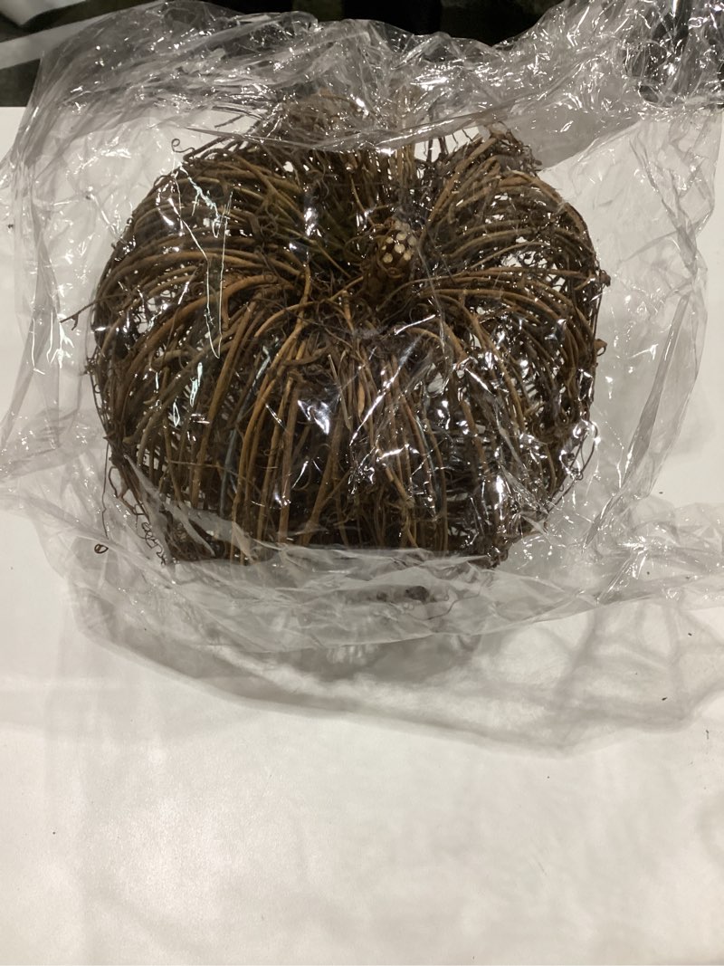 Condition photo showing New/Like New for Garneck Wicker Rattan Pumpkin Grapevine Realistic Fake Pumpkins Small Fall Harvest Rattan for Hallow