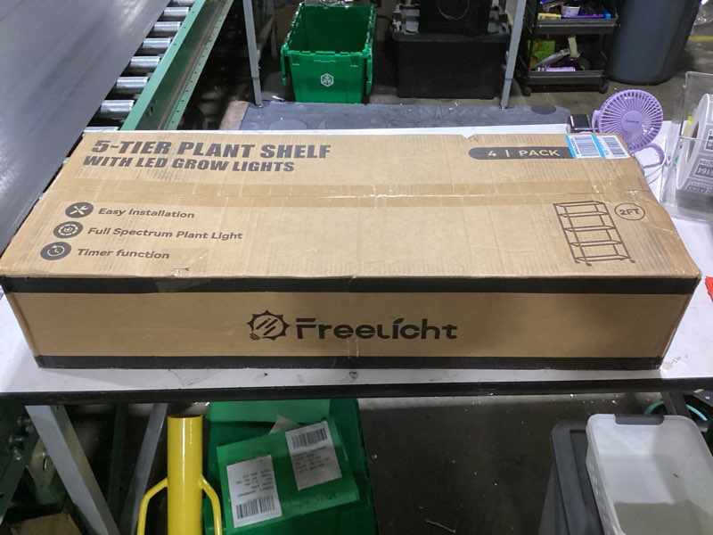 Condition photo showing New/Like New for freelicht diy plant shelf with grow light, 5-tier, 2ft 5000k 120w(4x30w), full spectrum, metal plant stand with adjustable rack and wheel, led grow lights with timer for seed starting 35.4x13.8x61.5in
