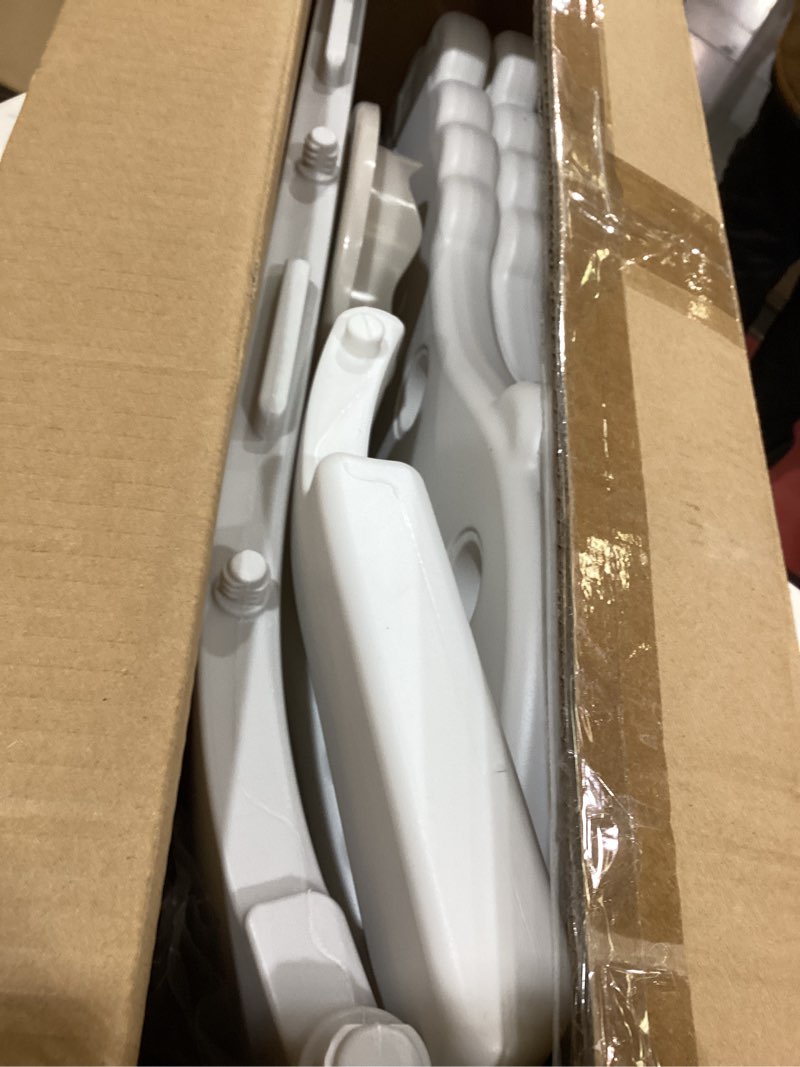 Condition photo showing As Is for Toddler Slide for Kids Indoor Baby with Climber Ball Pit Slide in Pearl White Kids Indoor Freestanding Playset with Basketball Hoop Blue