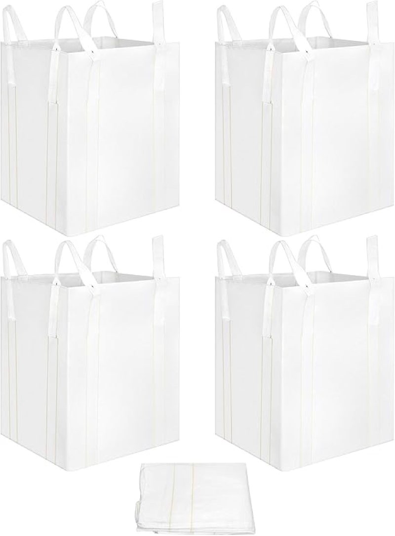 Product photo of qwork fibc bulk bag, 4 pack sandbags 1 ton industrial grade bag holds 2200 lbs, woven polypropylene bags