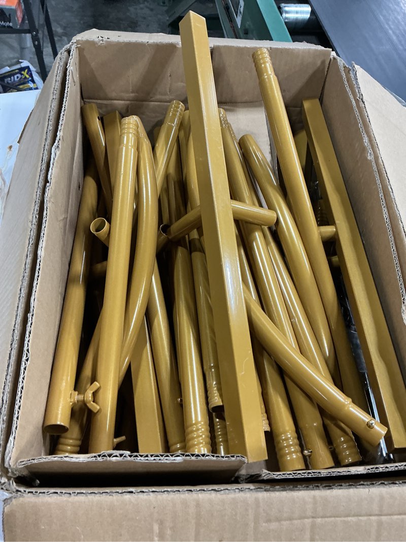 Condition photo showing As Is for Metal Arch Backdrop Stand, Set of 3 (4ft / 5ft / 6ft) Gold Arch Backdrop with 12 Ground Nails, Stable Arched Background Stand for Wedding, Baby Shower, Birthday Party, Photography 4/5/6 ft