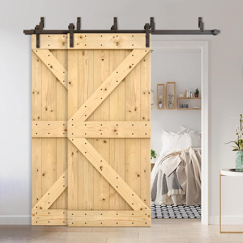 84'' Solid Wood Paneled Painted with Installation Hardware Kit Barn Door