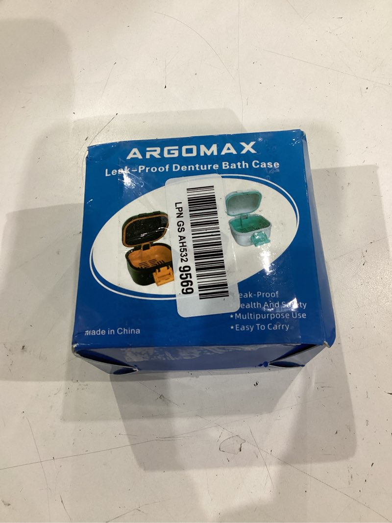 Condition photo showing New/Like New for argomax leak proof denture bath cup, portable soaking denture box, denture bath case with strainer, for dentures and braces (black + orange). black shell + orange