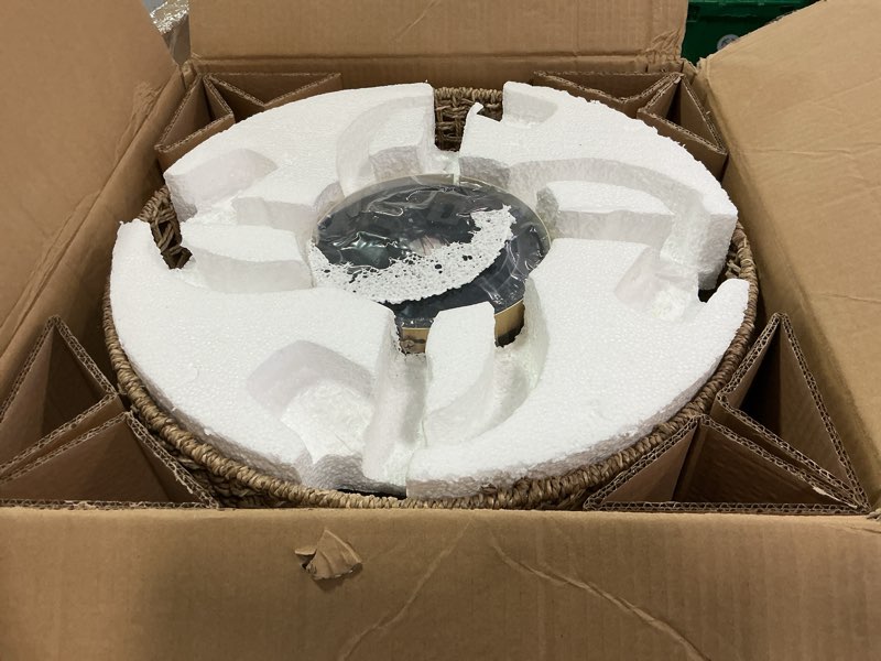 Condition photo showing Good Condition for Fandelier Ceiling Fan with Light, 20 Inch Rattan Fans ?Remote Control ?Boho Caged?Handwoven?Flush Mount Low Profile 6 Speeds for Bedroom, Living Room,Dining Room.Yoga Room Rattan C