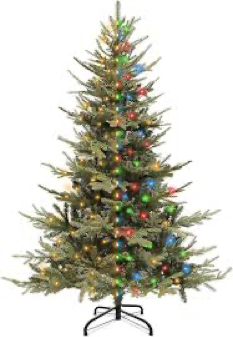6 FT Pre-Lit Artificial Christmas Tree with 250 Dual-Color LEDs & Timer, 530 Realistic Branch Tips, 