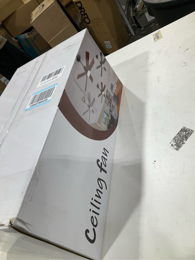 Condition photo showing Good Condition for 42" Lighted Ceiling Fan, Solid Wood Ceiling Fan, with Remote Control and DC Motor, 5 Blades, Suitable for Living Rooms, Bedrooms, Farmhouses, Hallways, Indoor and Outdoor Ceiling Fans - Black + Walnut 42-inch Black + Walnut