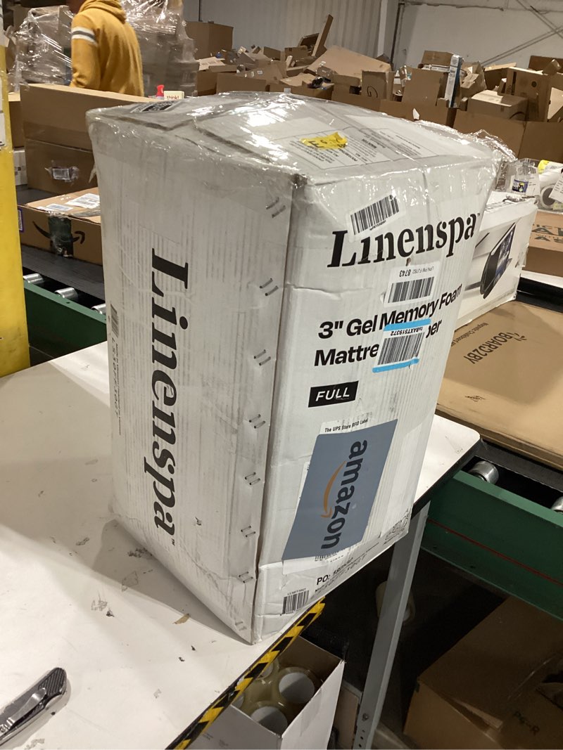 Condition photo showing New/Like New for LINENSPA Memory Foam Mattress Topper - 3 Inch Gel Infused Memory Foam - Plush Feel - Cooling and Pressure Relieving - CertiPUR Certified - Dorm Room Essentials - Full Size Full 3 Inch Topper Only