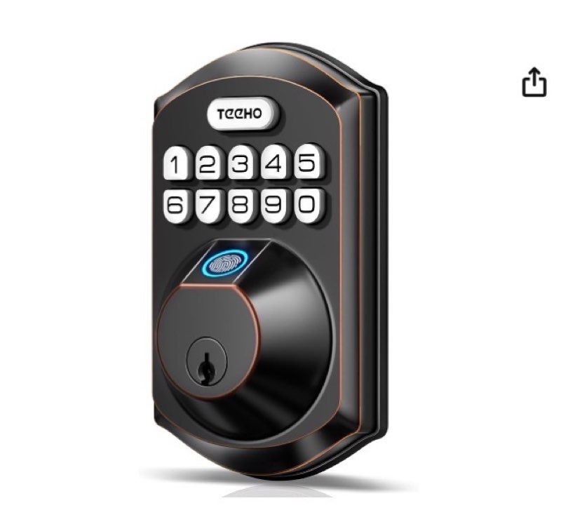 teeho te002 fingerprint door lock - keyless entry electronic keypad deadbolt with 2 backup keys - au