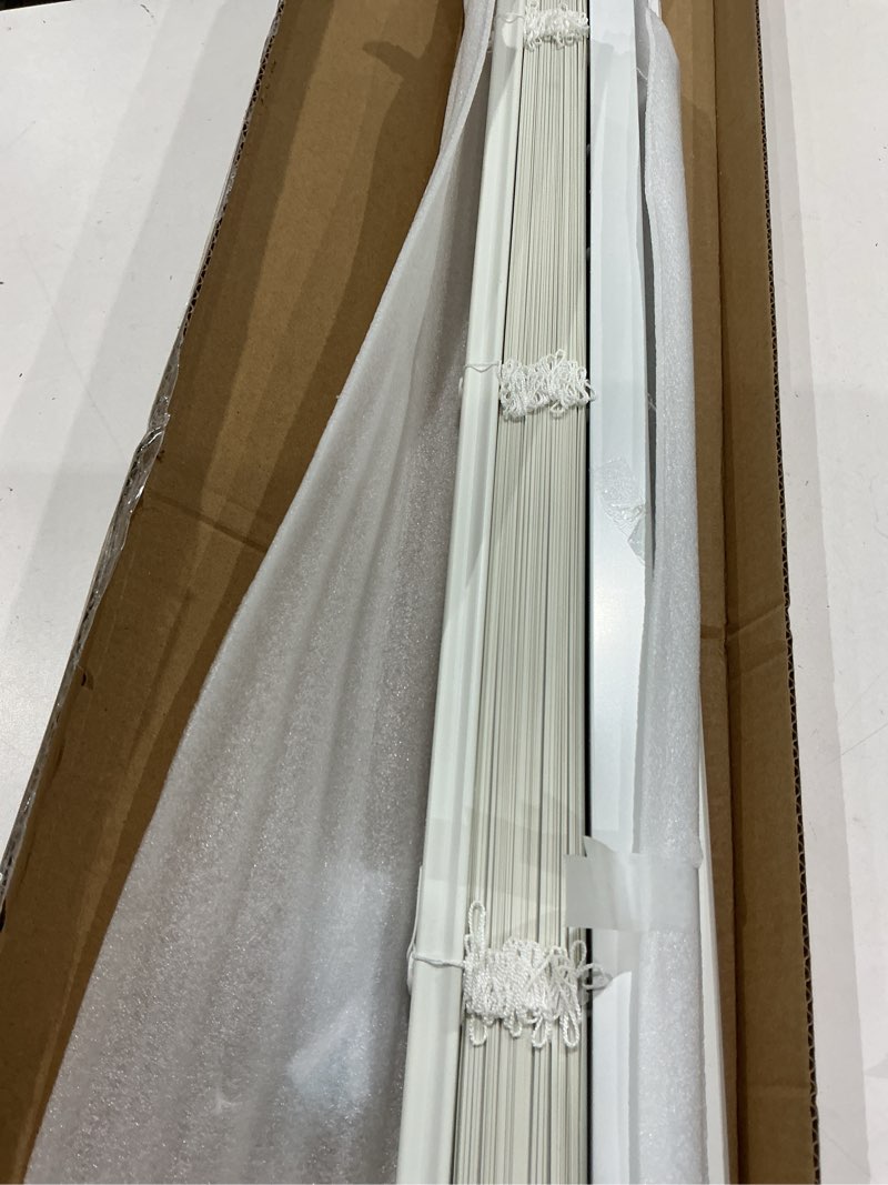 Condition photo showing Good Condition for myshade no-drill cordless horizontal mini blinds – 28.5" w x 64" h tool-free inside mount window blinds with 1" vinyl slats, light filtering & privacy, child & pet safe, white cordless-white 28.5" w x 64" h
