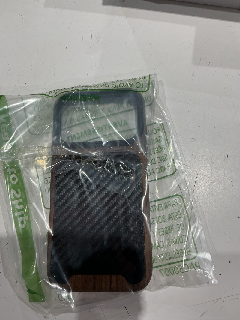 Condition photo showing Good Condition for tendlin magnetic case compatible with iphone 17 pro case wood grain with carbon fiber texture design leather hybrid slim cover (compatible with magsafe) black iphone 17 pro magnetic black