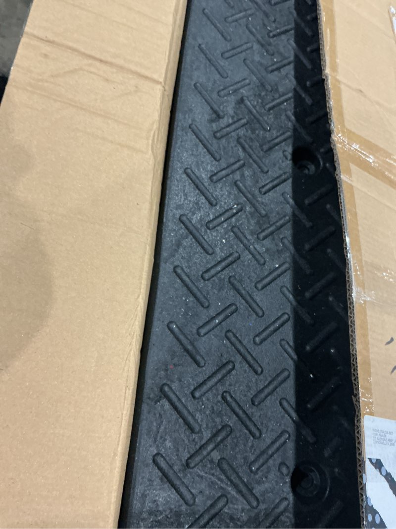 Condition photo showing As Is for 2 pcs 3.9" height rubber curb ramp threshold ramps,3.9" h 38.5" l 9.5" w.heavy loading 3 tons(6600 lb) capacity,car slope for driveway dock bike vehicle warehouse motorcycle (3.9" h)