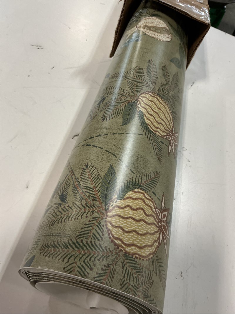 Condition photo showing Good Condition for nuwallpaper x chris loves julia melograno moss peel and stick wallpaper, removable wallpaper, 20.5 in x 18 ft green