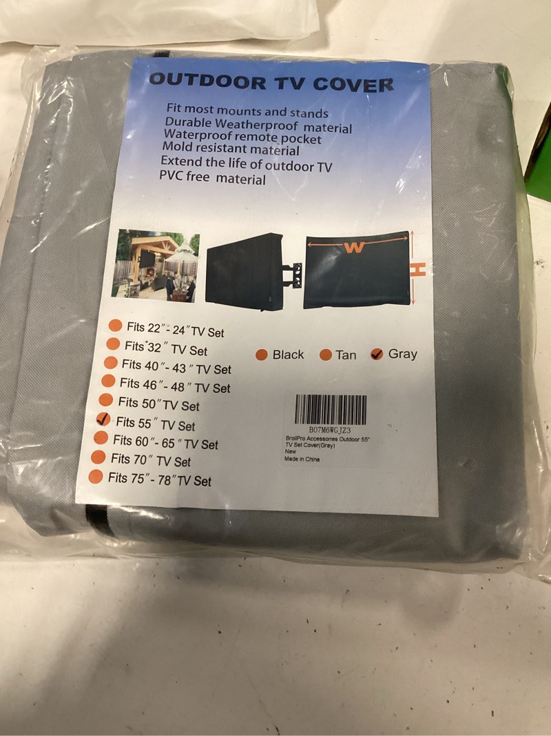 Condition photo showing New/Like New for Outdoor 55" TV Set Cover,Scratch Resistant Liner Protect LED Screen Best-Compatible with Standard Mounts and Stands (Black) 55" Black