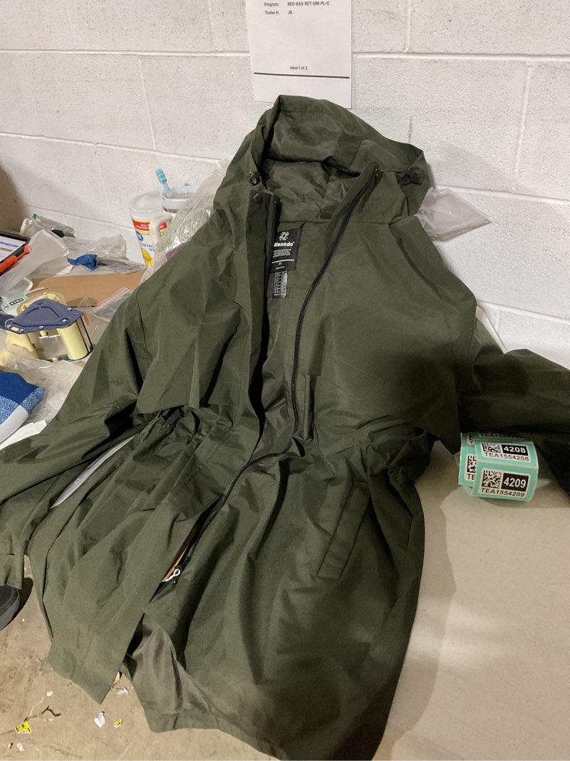 Condition photo showing Good Condition for wantdo rain coat for women, long waterproof lightweight trench raincoat jacket with hood x-large army green