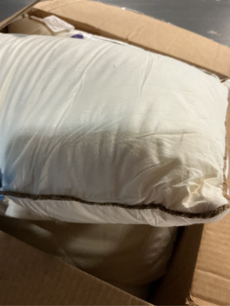 Condition photo showing As Is for WOOLROOM All Natural Latex Bed Pillow Standard Size - Pressure Relieving Latex Pillow - Molds to Your Head - Encased in Traceable Machine Washable British Wool Organic Cotton Champagne Cover