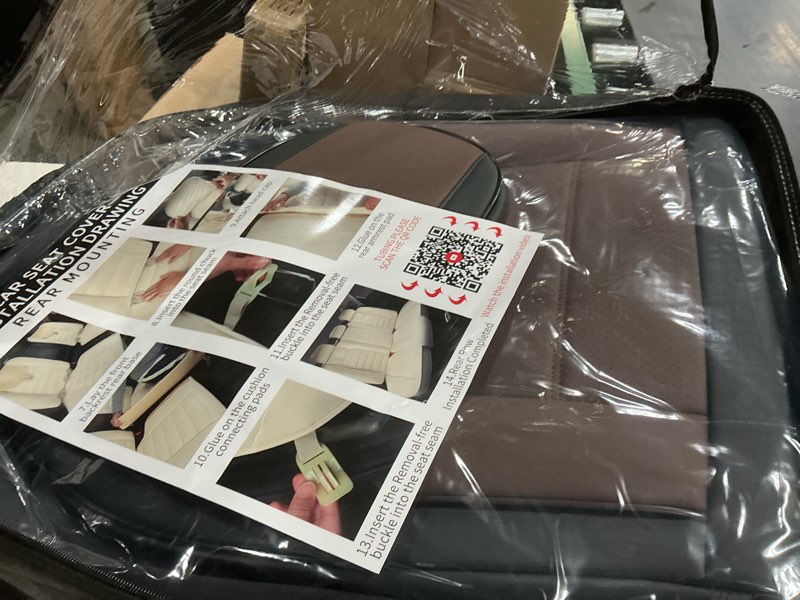 Condition photo showing Good Condition for front car seat covers, 2pcs universal leather car seat covers, full coverage waterproof automotive seat covers, breathable car seat protector for most trucks suvs sedans, black&brown frontpair black&brown