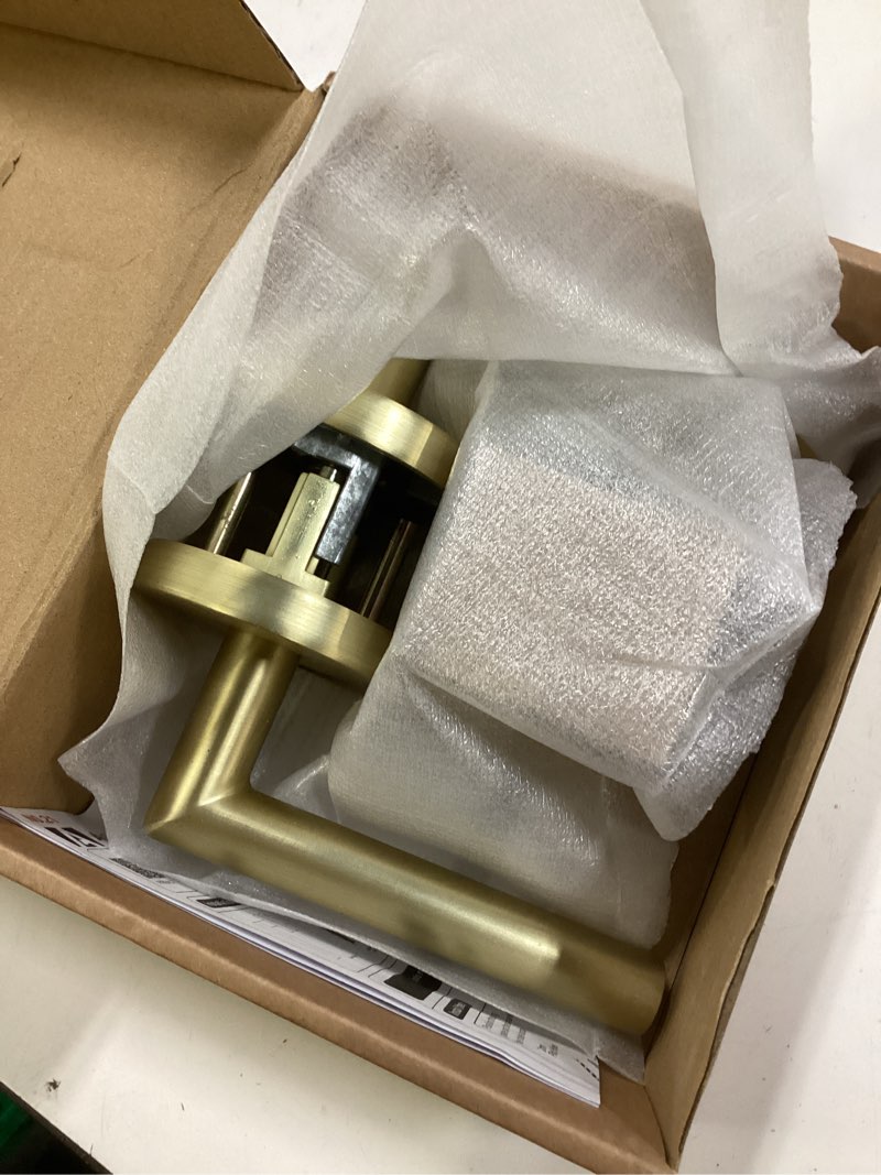 Condition photo showing Good Condition for asidrama 1 pack brushed antique brass passage door handles, door lever with door knobs indoor for bedroom or bathroom, heavy duty door handles interior with locks for left right sided doors passage 1pack brushed antique brass