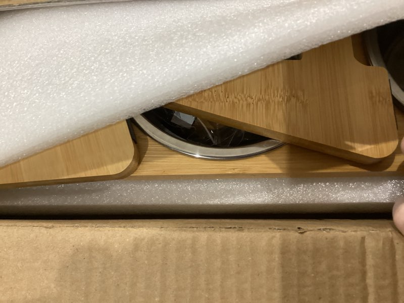 Condition photo showing Good Condition for (Similar to but not exact)Sunhoo Ceramic Elevated Cat Bowls Raised Puppy Dishes for Food and Water Tilted Wooden Stand for Indoor Cats 5.5 inch Wide Double Dish Orthopedic Reduces Vomiting (Wood Color)