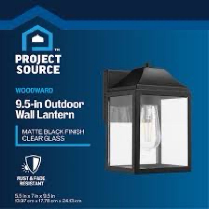 500+ bought last week project source woodward 1 -light 9.5-in h matte black hardwired outdoor wall light