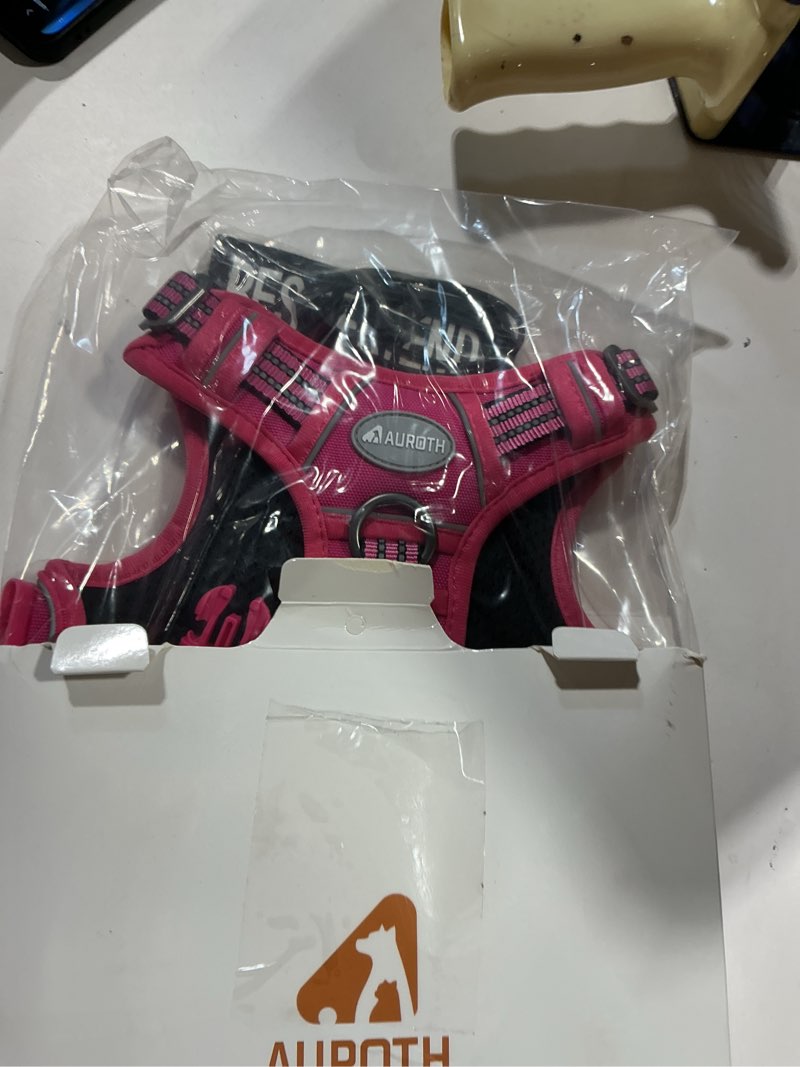 Condition photo showing Good Condition for auroth tactical dog harness for large dogs no pull adjustable pet harness reflective k9 working training easy control pet vest military service dog harnesses rose red s s(neck:14-21",chest:20-31"),18-35 lbs red