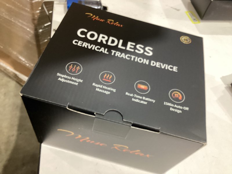 Condition photo showing New/Like New for Cervical Traction Device for Neck Pain Relief, Neck Stretcher with Stepless Height Adjustment, Neck Brace with Heating for Home/Office/Travel, Christmas Gifts for Him/Her/Men/Women/Dad/Mom Gray