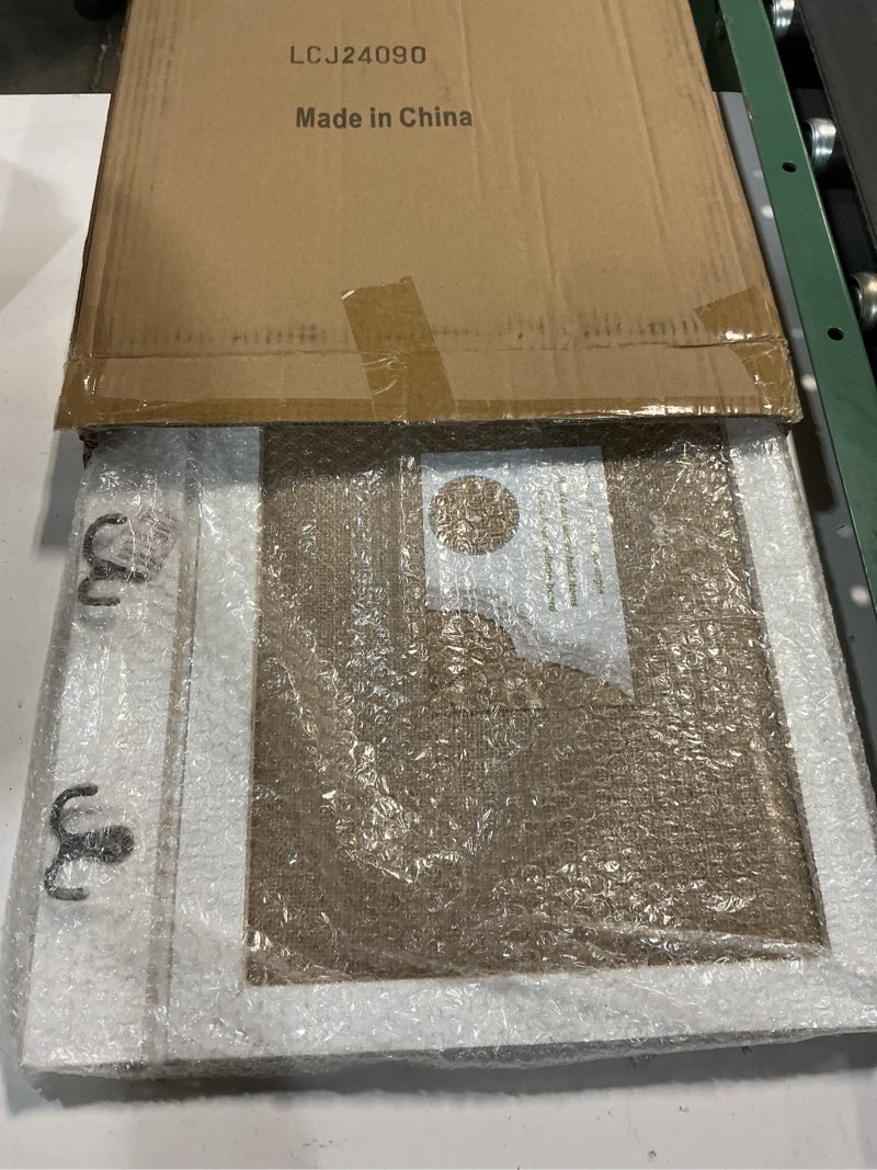 Condition photo showing New/Like New for sofe linen bulletin board white framed, message board with 3 dual-prong key holder hooks, photo display boards, key rack wall mount, living room, dining room, hallways decor