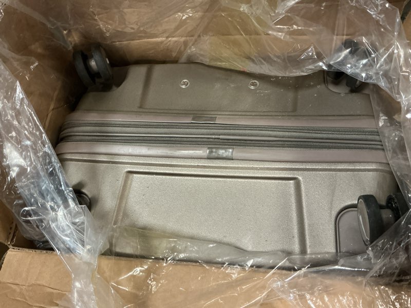 Condition photo showing As Is for Luggage Set 4 Piece with Spinner Wheel, TSA Approved Expandable Hardshell Suitcase, Lightweight Travel Family Set for Men and Women(Champagne) A# Champagne