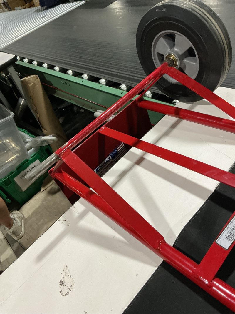 Condition photo showing As Is for milwaukee 800-lb capacity 2 -wheel red steel heavy duty hand truck