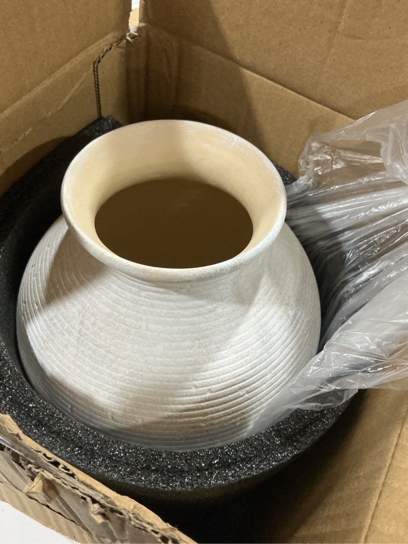 Condition photo showing Good Condition for ceramic flower vase home decor, 9 in farmhouse table vase rustic vintage living room kitchen bedroom pottery decorative vases for flowers house shelf office coffee desk dining entryway decor, white 9 in - antique white