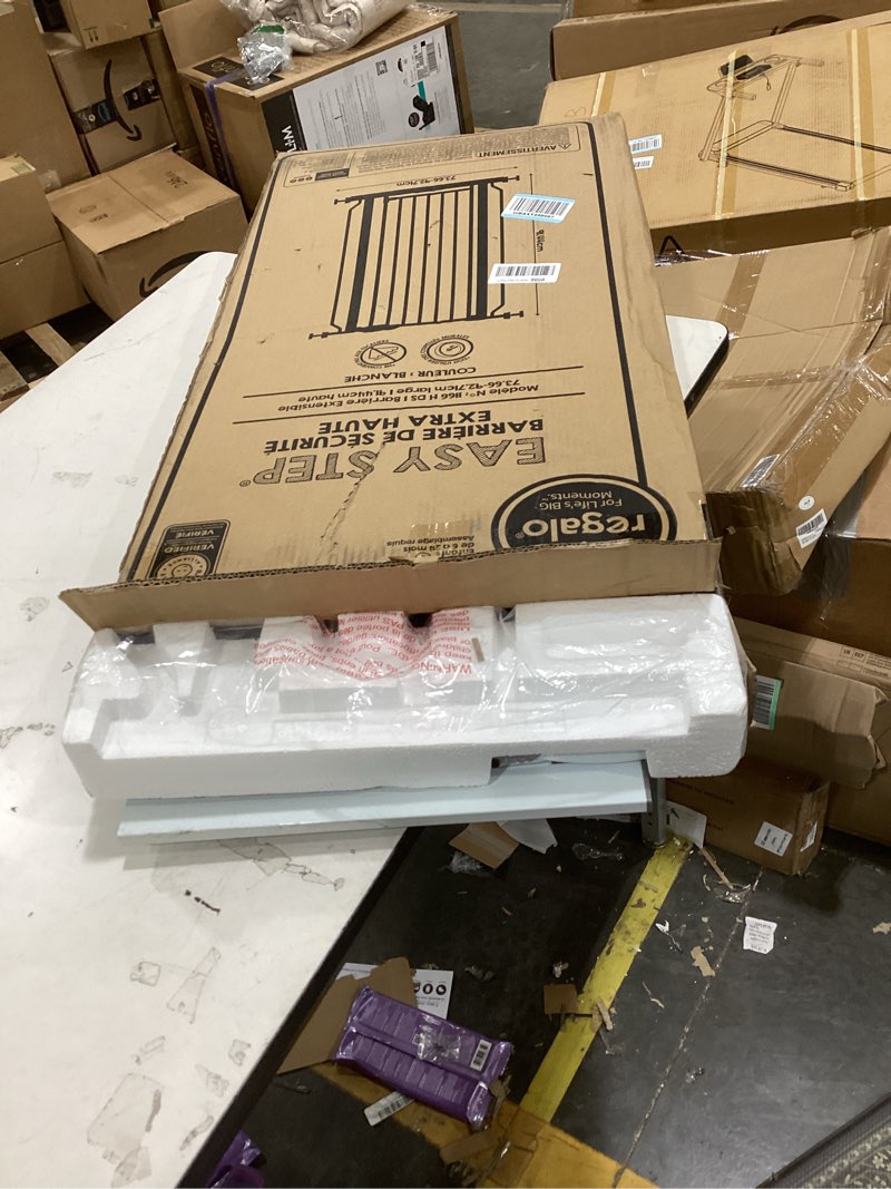Condition photo showing Good Condition for regalo safety 36" extra tall baby gate for doorways & bottom of stairs, pressure mount, toddlers & pets, 6-24 months, tested & safe for 30 years, american designed, american owned white 29-36.5"w x 36"h