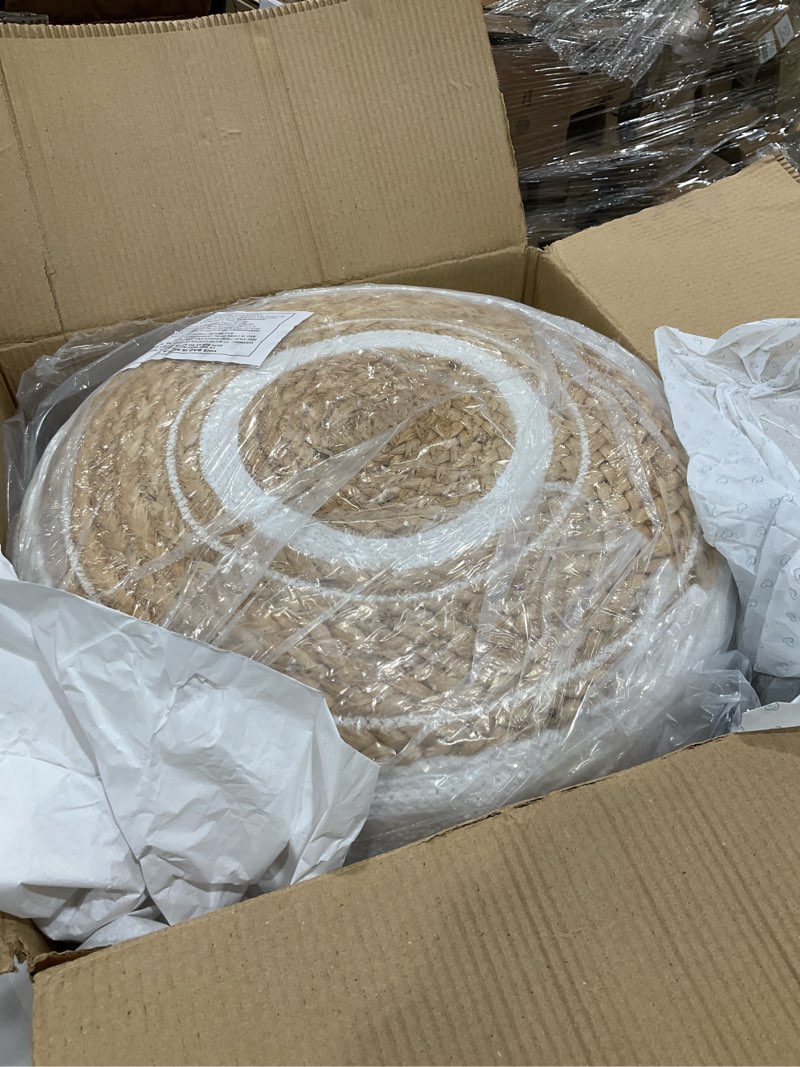 Condition photo showing Good Condition for SIMPLIHOME Serena Round Braided Pouf, 18 inch, Natural