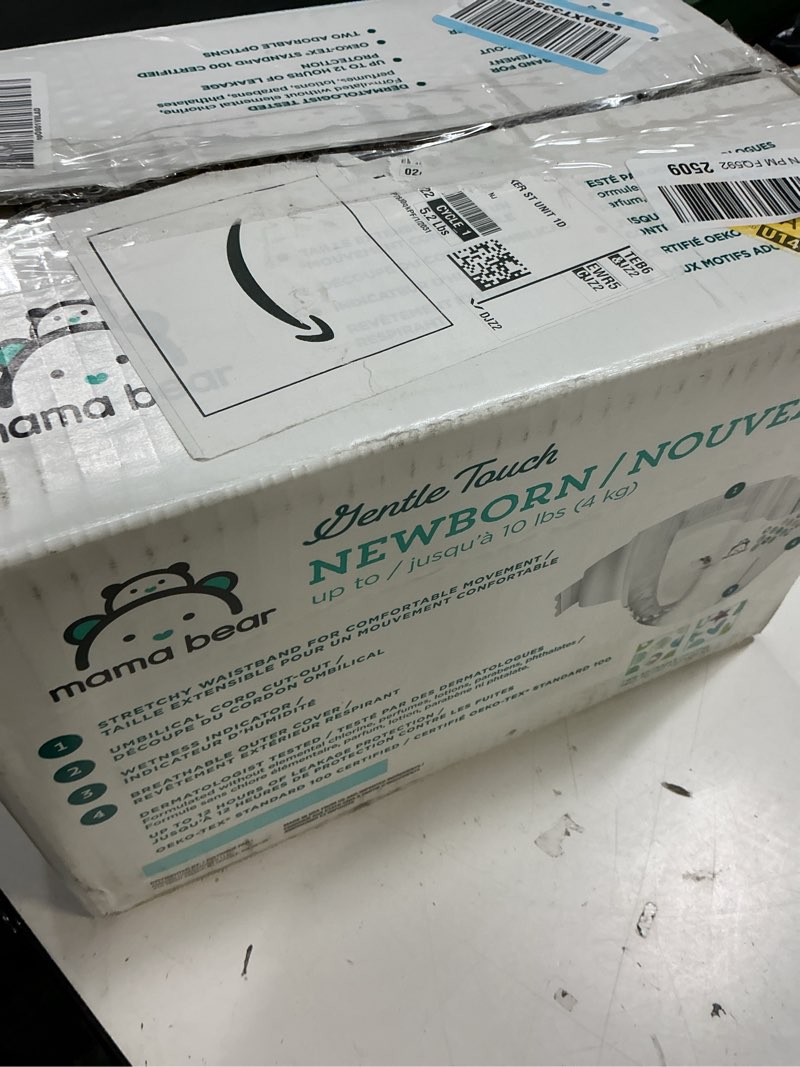 Condition photo showing New/Like New for amazon brand - mama bear gentle touch diapers, hypoallergenic with leak protection, size newborn, 120 count (4 packs of 30)
