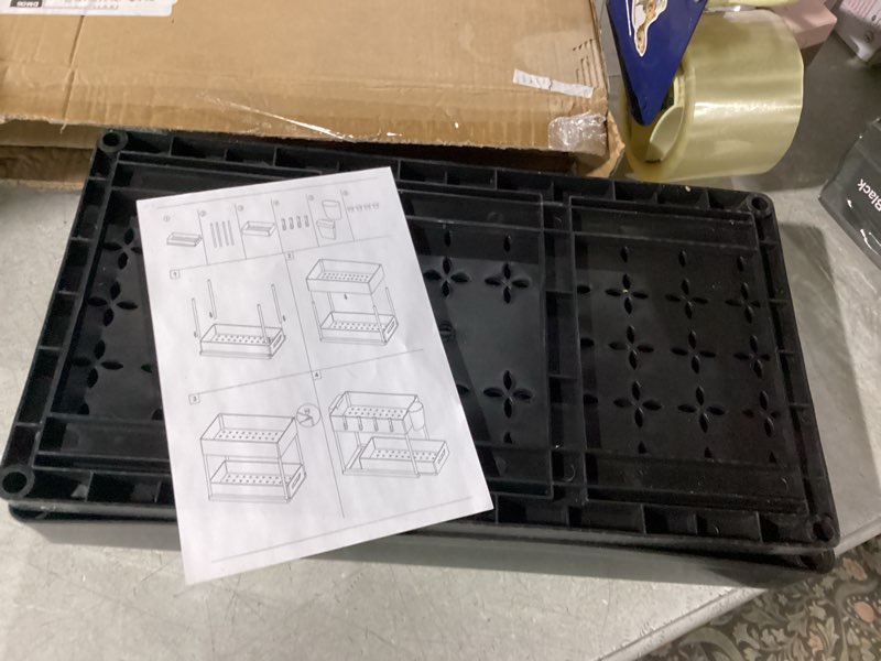 Condition photo showing Good Condition for Simple Trending Under Sink Organizer 1 Pack, Sink Pull-Out Sliding Storage Cabinet, 2-Tier Under Shelf Organizer for Kitchen Bathroom, Black black 2 pack