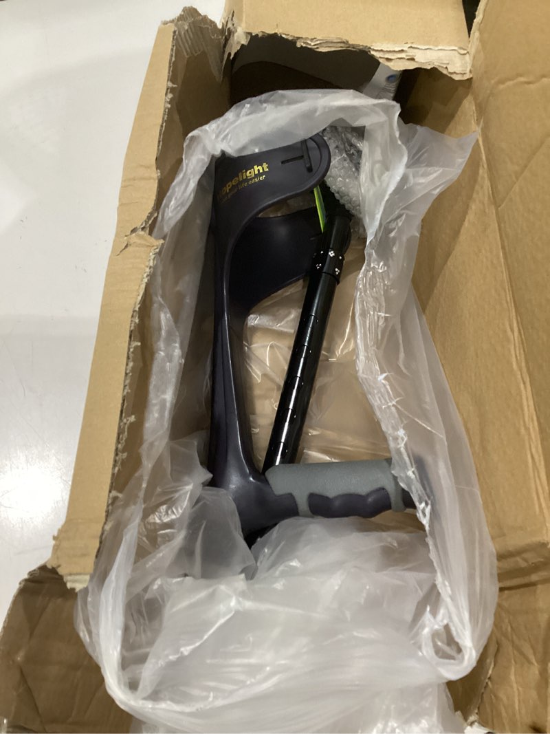 Condition photo showing Good Condition for forearm crutches (one pair) for adults, folding forearm crutches adults lightweight height-adjustable, open cuff, aluminium with rubber ergonomic handles