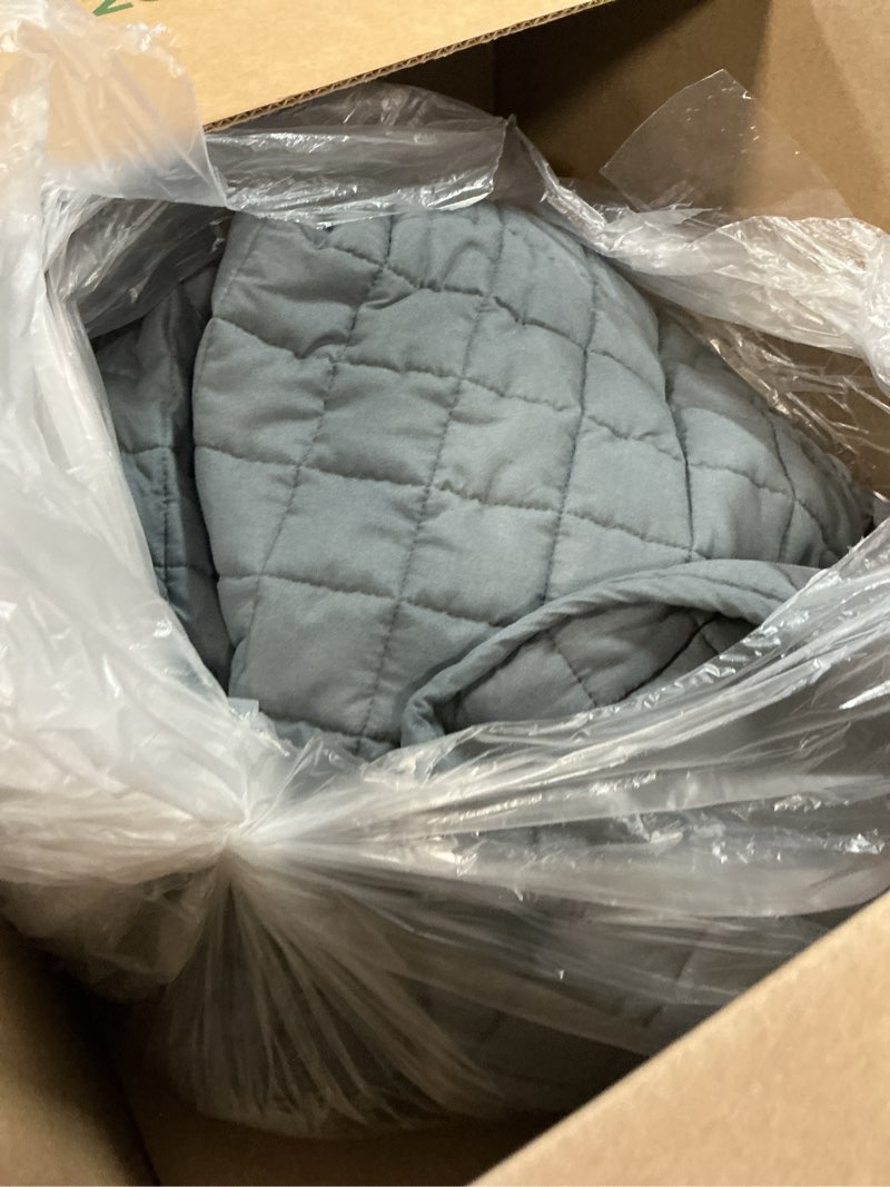 Condition photo showing As Is for weighted blanket for adults - 15lbs 48"x72" cooling heavy blanket for 120-160lbs with premium glass beads - soft thick big blankets for all-season sleeping comfort breathable?grey? 48” x 72“ 15lbs