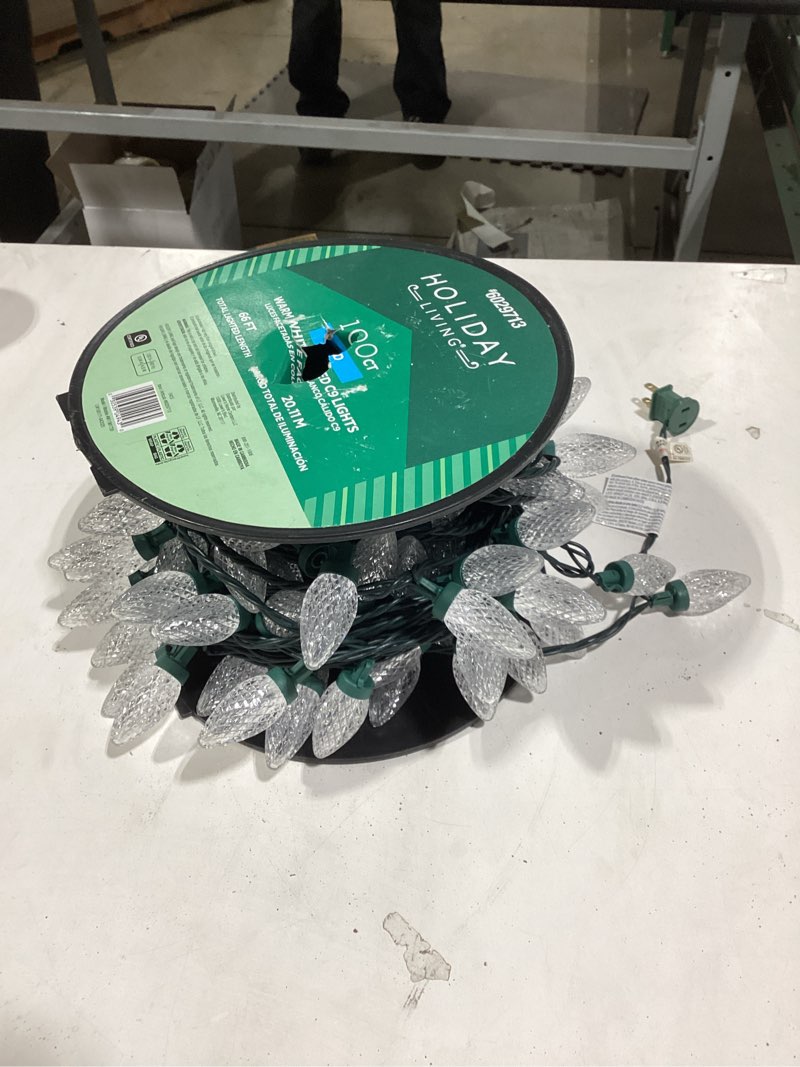 Condition photo showing As Is for Holiday Living 100-count 66-ft Warm White LED String Christmas Lights