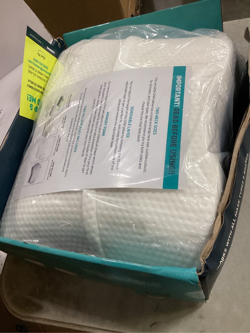 Condition photo showing Good Condition for lunderg cpap pillow for side & back sleepers - memory foam with adjustable height - 2 pillowcases included (machine washable) - reduce air leaks & mask pressure for better sleep - works with all masks