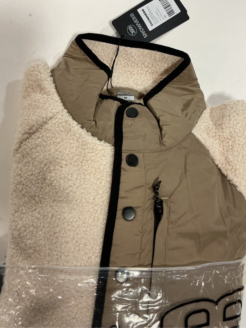 Condition photo showing New/Like New for snowverb mens fleece sherpa snow jackets warm streetwear ski coat button down fuzzy fleece snowboard jacket medium off-white