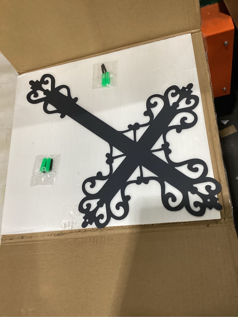 Condition photo showing Good Condition for freton metal cross wall art, christian wall decor, spiritual pray decoration, large metal cross for home, church, bedroom, kitchen, patio, outside, christian gifts (black, 18.5x12.0 inch) 18.5"l x 12"w black