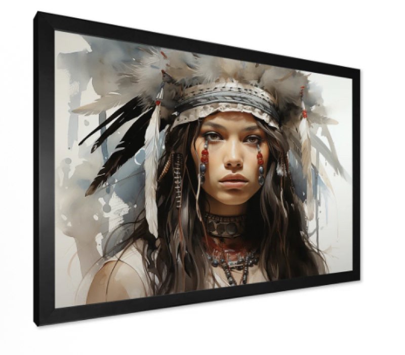 Native Sioux woman portrait Overall Size: 34" H x 44" W x 1.5" D