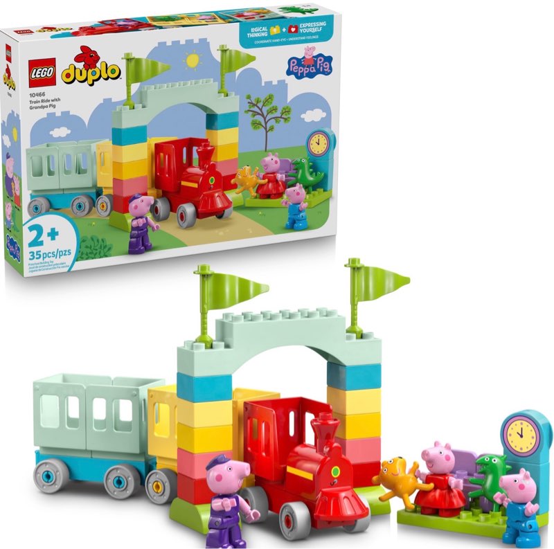 LEGO DUPLO Peppa Pig Train Ride with Grandpa Pig Building Toy - Train Toy for Toddlers, Ages 2+ - Se