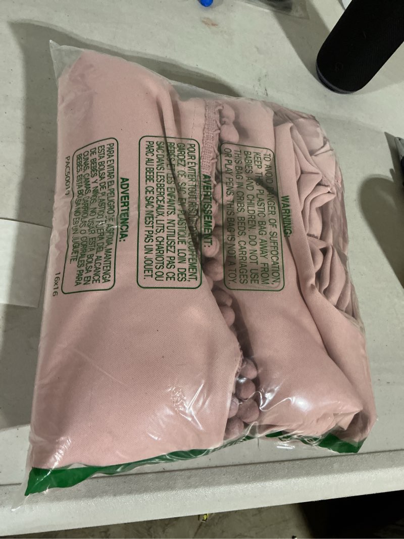 Condition photo showing Good Condition for melodieux pink pom pom blackout curtains for living room, bedroom cute nursery curtains boho blackout 2 panels, elegant cotton textured thermal insulated drapes for kids girls room, 52" w x 96" l 52"w x 96"l (pack of 2) pink