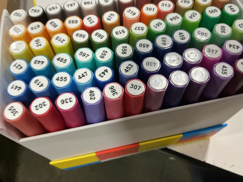 Condition photo showing Good Condition for meeden acrylic paint marker brush tip: 72 colors large capacity acrylic markers with automatic ink control for easter decorations - waterproof paint pens for rock, wood, glass, fabric, ceramic, metal