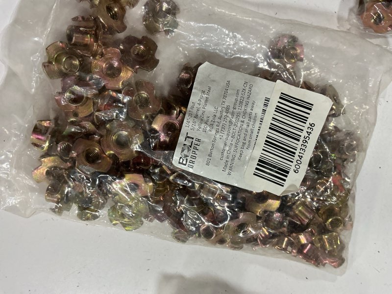 Condition photo showing Good Condition for bolt dropper | zinc yellow plated steel t-nuts 1/4 -20 inch 100 pack
