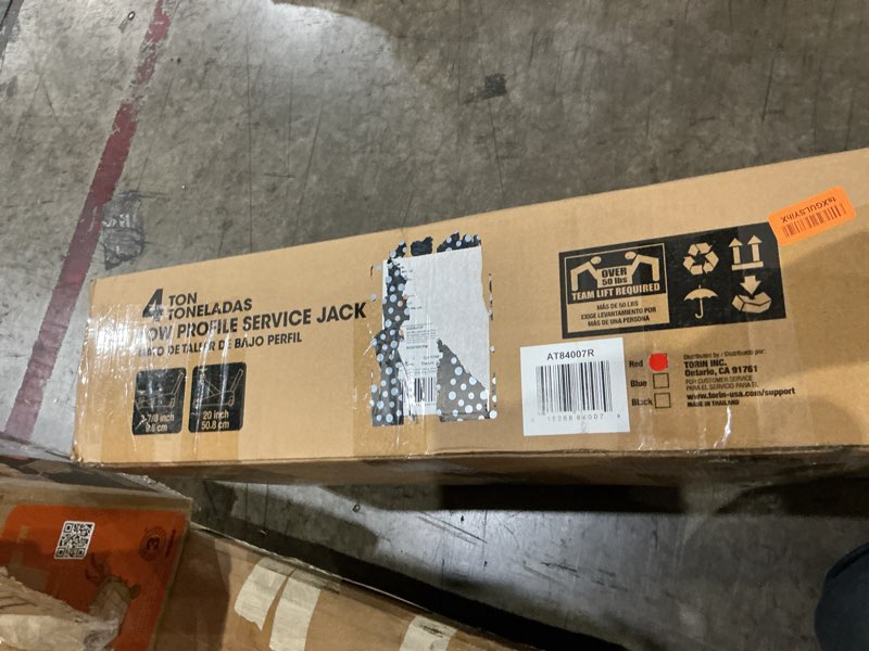 Condition photo showing New/Like New for big red at84007r torin hydraulic low profile service/floor jack with dual piston quick lift pump, 4 ton (8,000 lb) capacity, red steel 4 ton