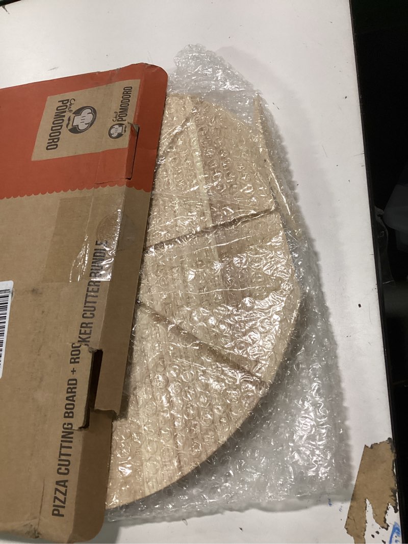 Condition photo showing Good Condition for Chef Pomodoro 14" Pizza Cutter Rocker Blade and Pizza Cutting Board Set – Premium Stainless Steel Pizza Slicer with Wooden Pizza Serving Board – Pizza Wooden Board with Pizza Cutting Guide