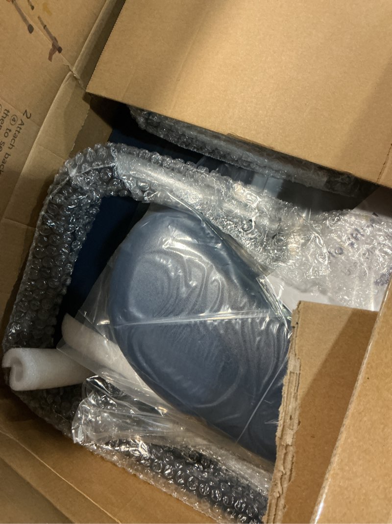 Condition photo showing Good Condition for Drop Arm Bedside Commode, Commode Toilet with Padded Seat and Backrest, 300lbs Capacity, 6.3QT Removable Bucket and Splash Guard, Adjustable Height Portable Toilet for Adults, Blue